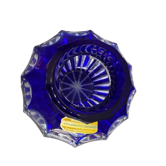 Cobalt Blue Crystal Bud Vase Intricate Cut Designs Bleikristall Wittelsbacher Ha - Picture 3 of 8